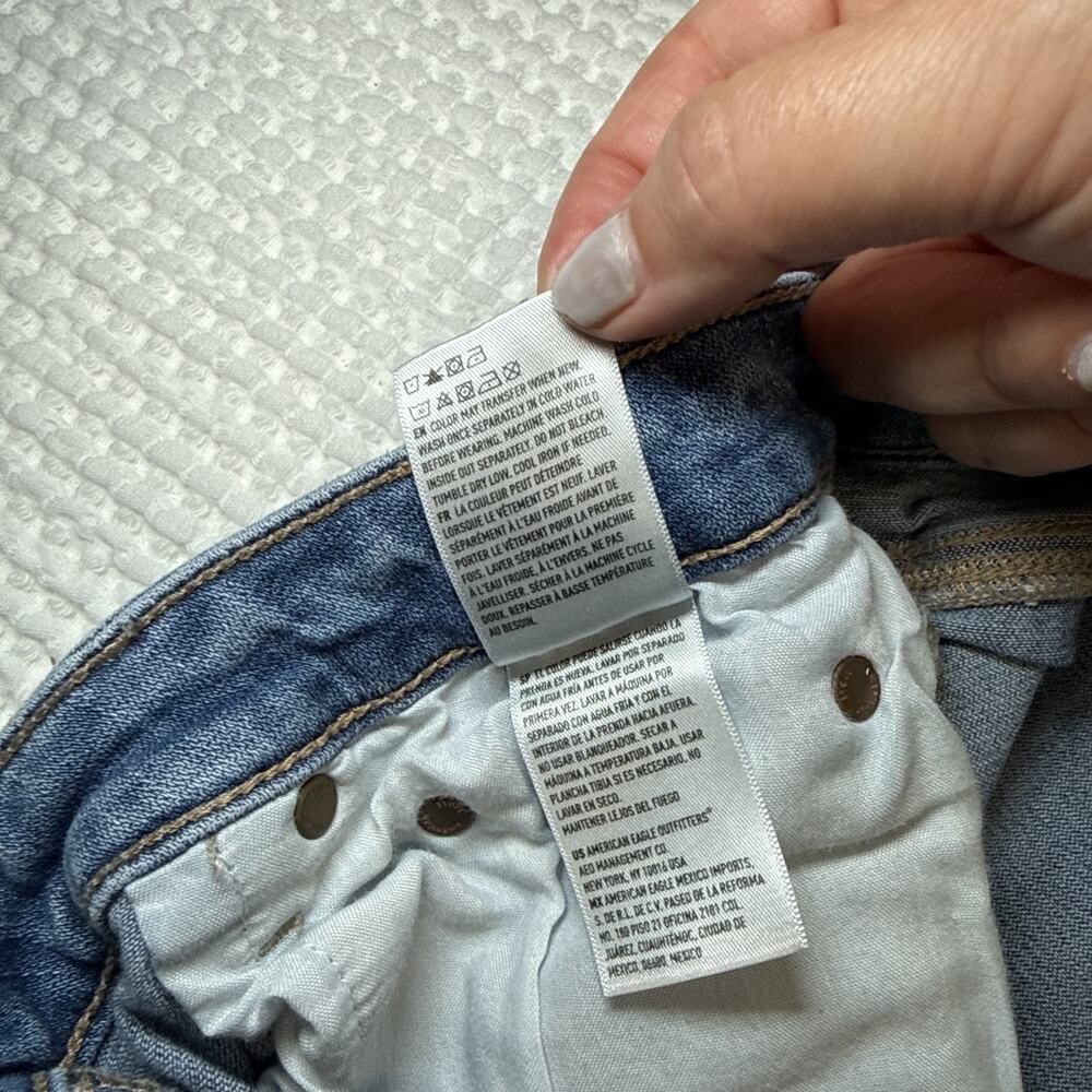American Eagle Super High Rise Flare Jeans Womens Sz 12 Tall Medium Blue EUC - Picture 4 of 12